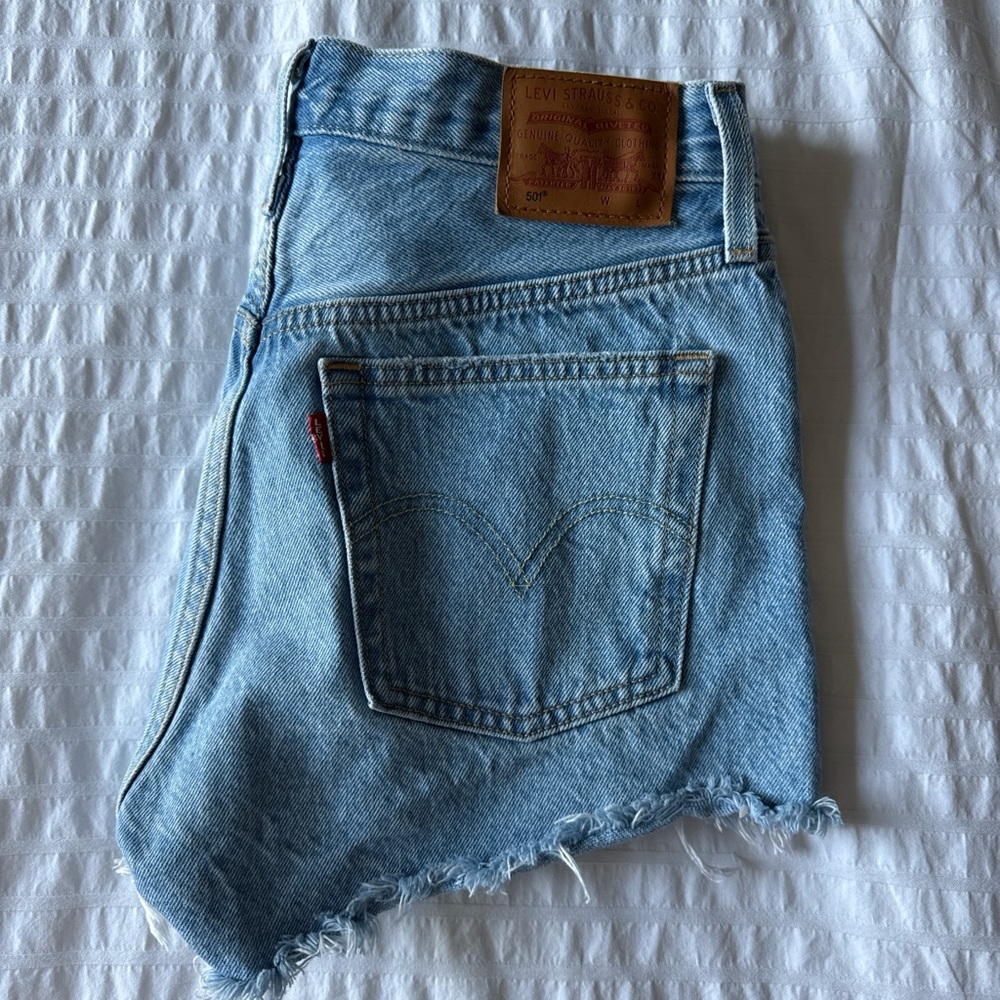 Levi's 501 Sky Blue Denim Cutoff Shorts